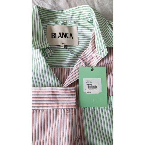BNWT Blanca Benny Shirt Lime Pink Size M-L Long Sleeve - Picture 9 of 10